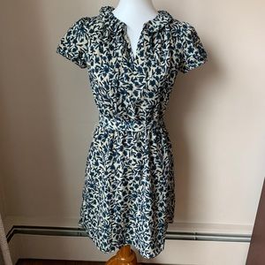 Loft Floral Tie Waist Dress XSP